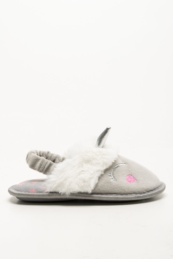 Unicorn Slingback Slippers Grey (1)