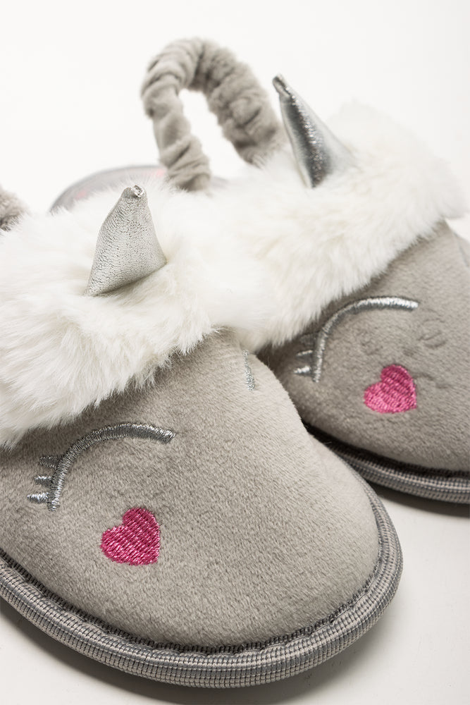 Unicorn Slingback Slippers Grey (2)