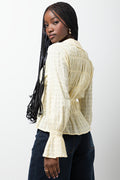 Long Sleeve Front Tie Top Yellow (2)