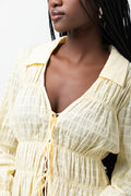 Long Sleeve Front Tie Top Yellow (3)
