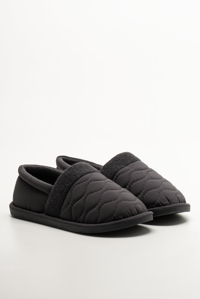 Quilted Stokie Slipper Charcoal