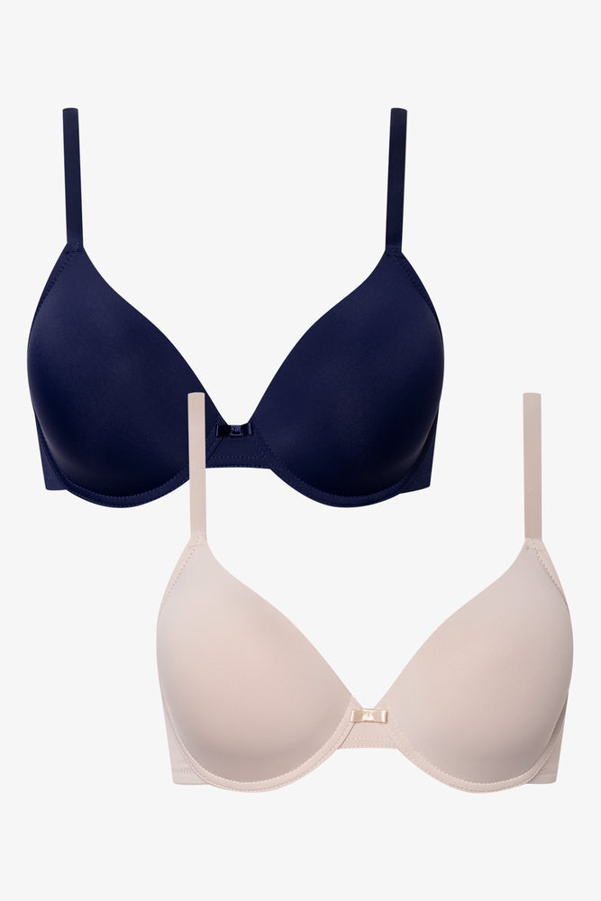 2 Pack T-Shirt Bras Navy And Natural (1)