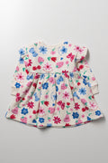 Fleece Dress with Frills & Flower Print (2)