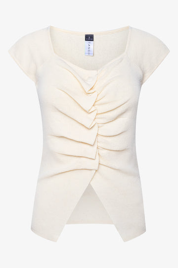 Button Through Knit Top Yellow