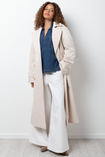 Lined Twill Trench Coat Cream
