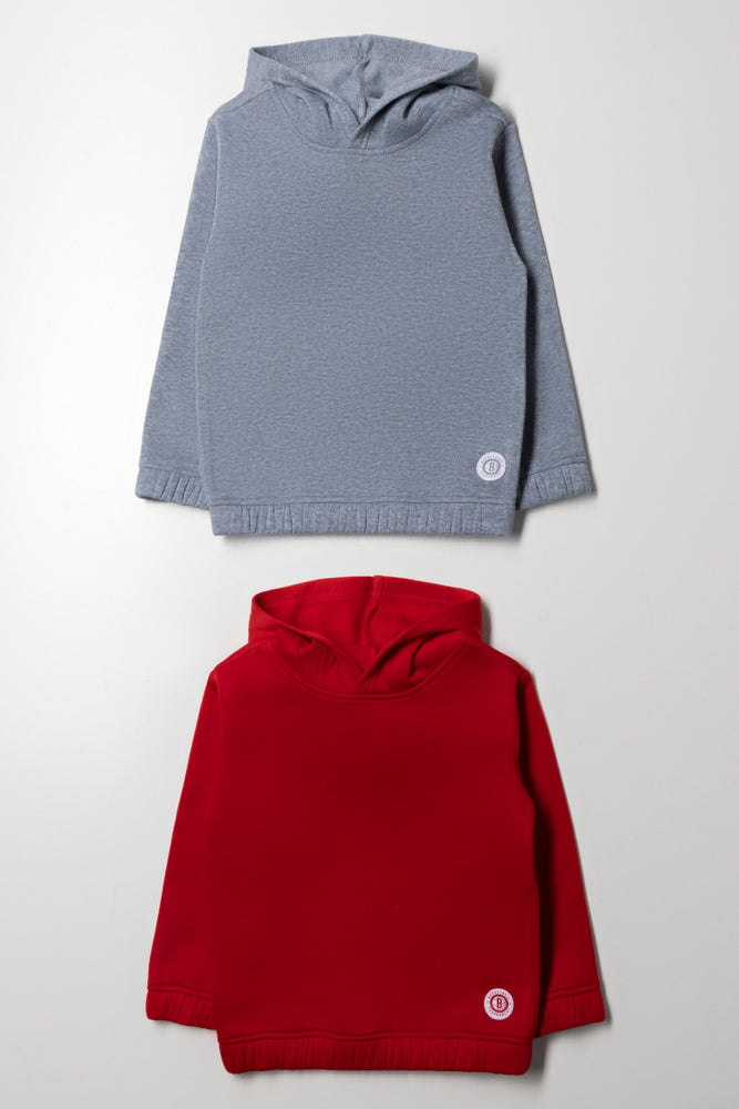 2 Pack Hooded Tracktops Red & Grey