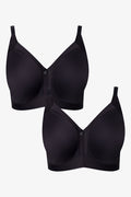 Plus Size 2 Pack Non Padded Wirefree Bras Black