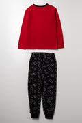 Skater Long Sleeve Fleece Pyjamas Red (2)