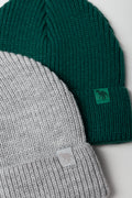 2 Pack Rib Beanies Green And Grey (1)