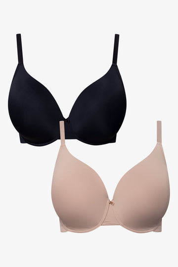 Plus Suze 2 Pack T-Shirt Bras Black And Natural