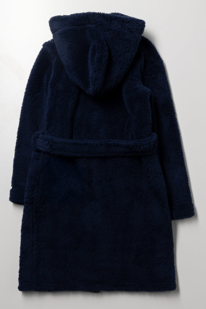 Shaggy Fleece Gown Navy (2)