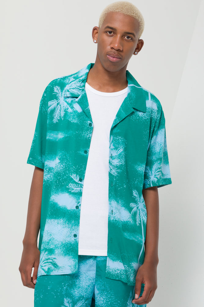 Viscose Printed Shirt Teal