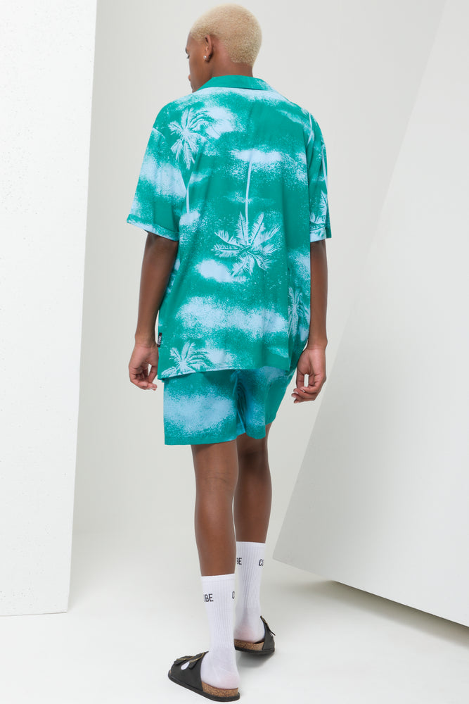 Viscose Printed Shirt Teal (2)