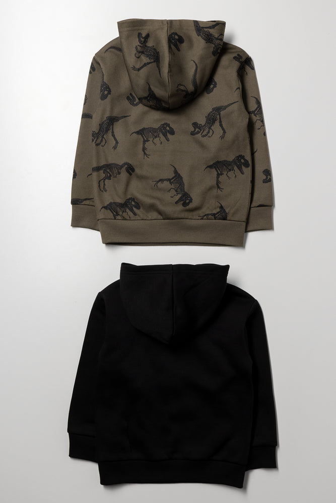 2 Pack Dino Hoodies Green And Black (2)