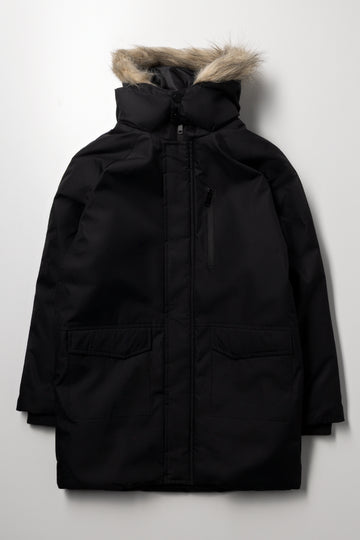 Zip Through Technical Parka Jacket Black