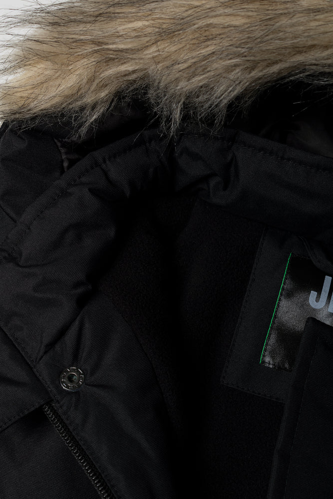 Zip Through Technical Parka Jacket Black (1)