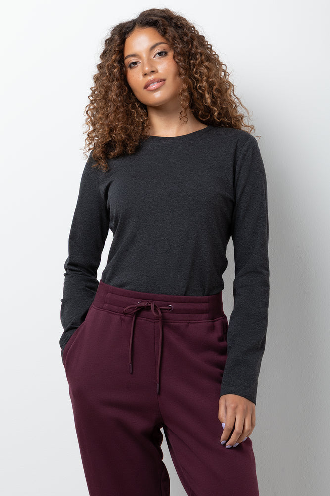 Long Sleeve Crew Neck T-Shirt Dark Grey