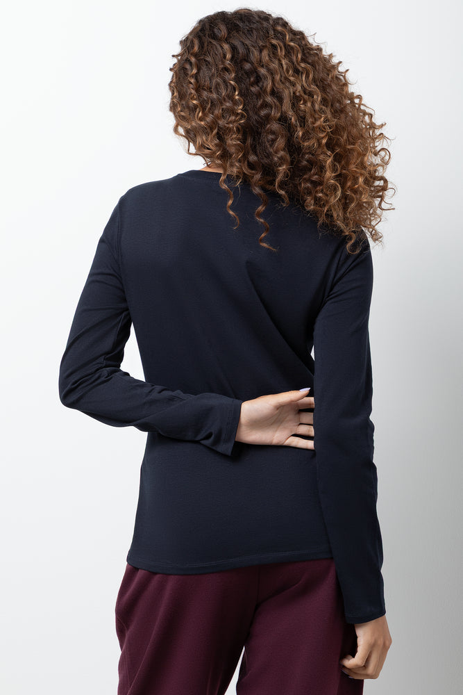 Long Sleeve Crew Neck T-Shirt Navy (2)