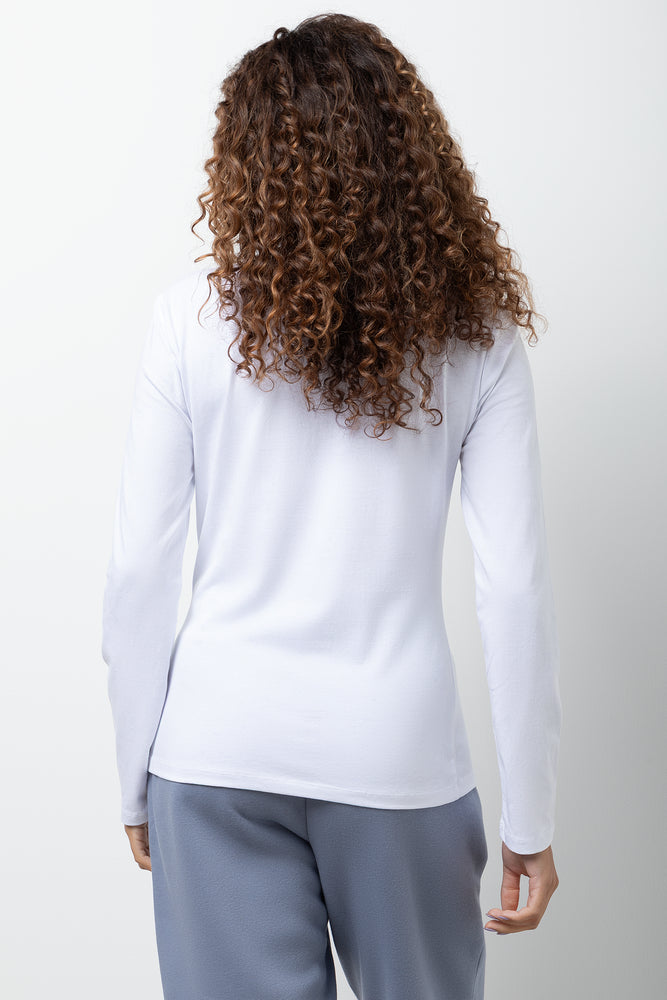 Long Sleeve Crew Neck T-Shirt White (2)