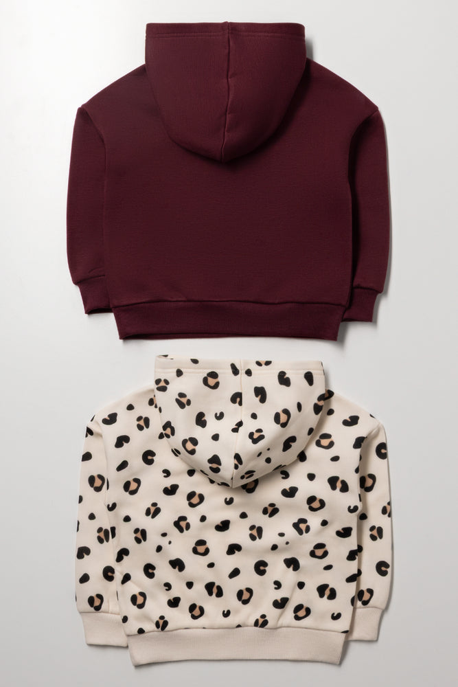 2 Pack Hoodies Burgundy And Natural