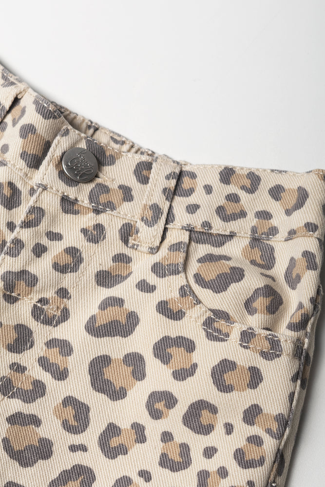 Animal Print Denim Jeans Natural