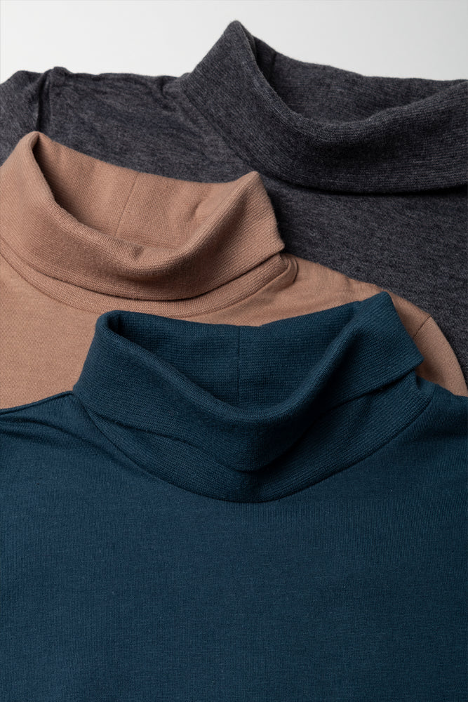 3 Pack Polonecks Dark Grey, Natural And Teal (1)