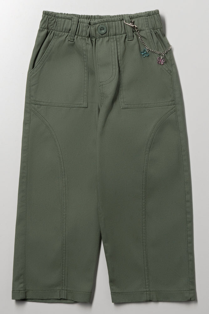 Barrel Leg Utility Pants Green