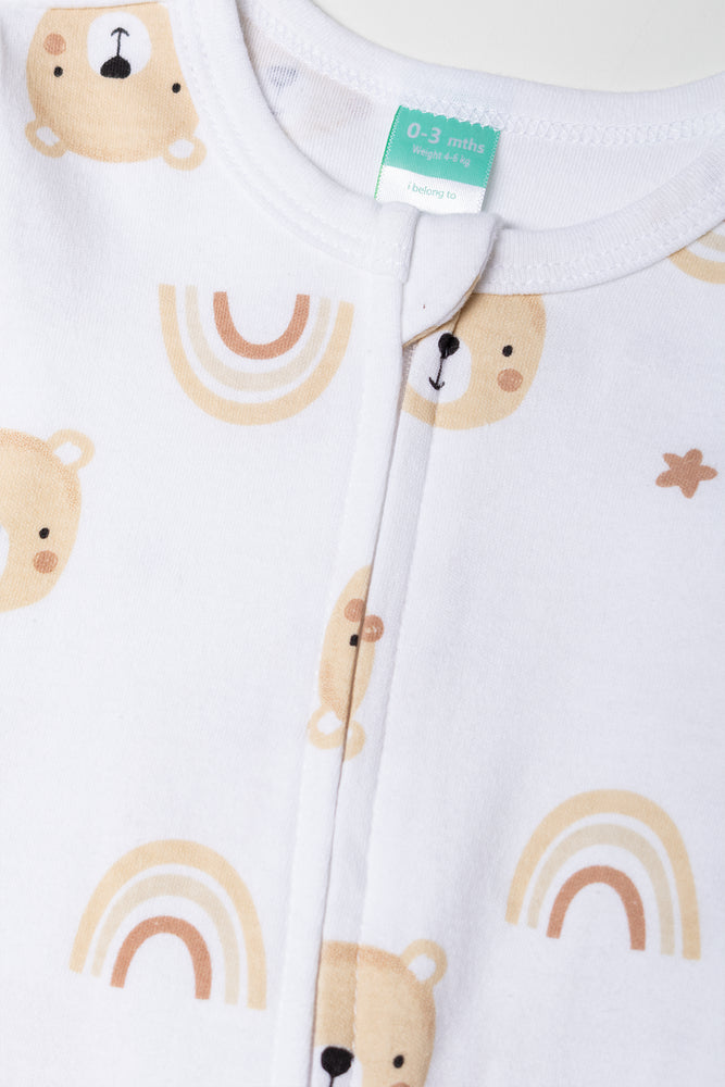 Bear Printed Sleepsuit Cream (1)