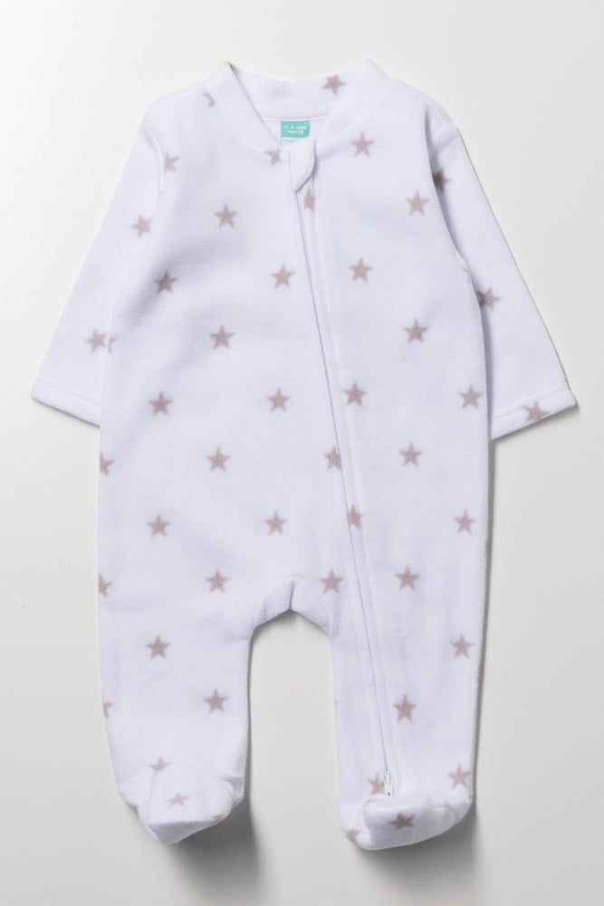 Stars Printed Sleepsuit White