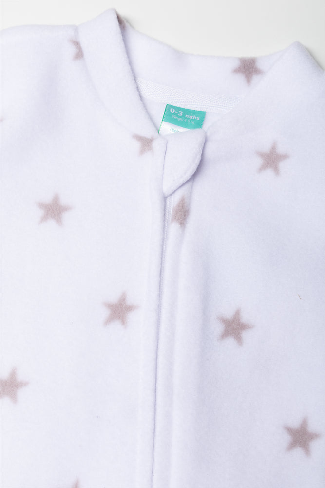 Stars Printed Sleepsuit White