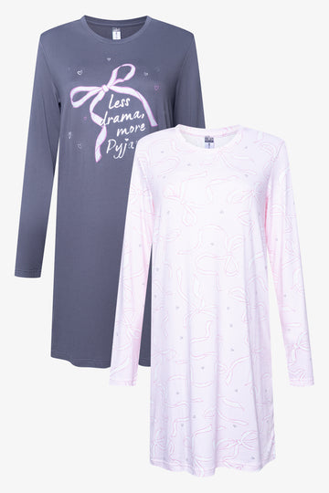 2 Pack Sleep Shirts Grey & Pink