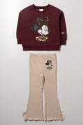 Minnie Mouse Leggings Set Burgundy And Natural
