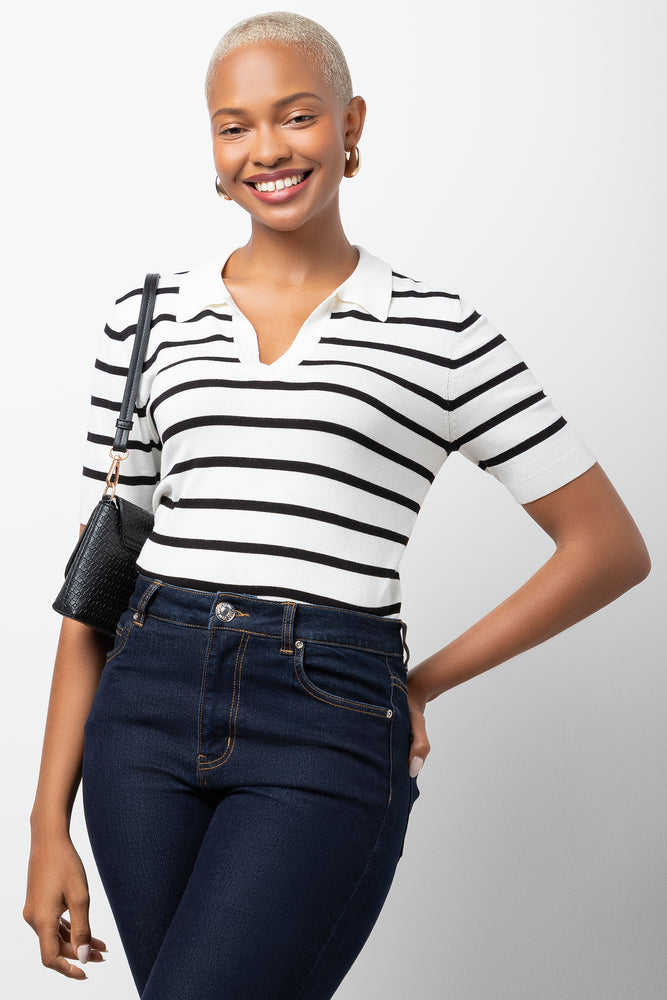 Knit Top Cream And Black