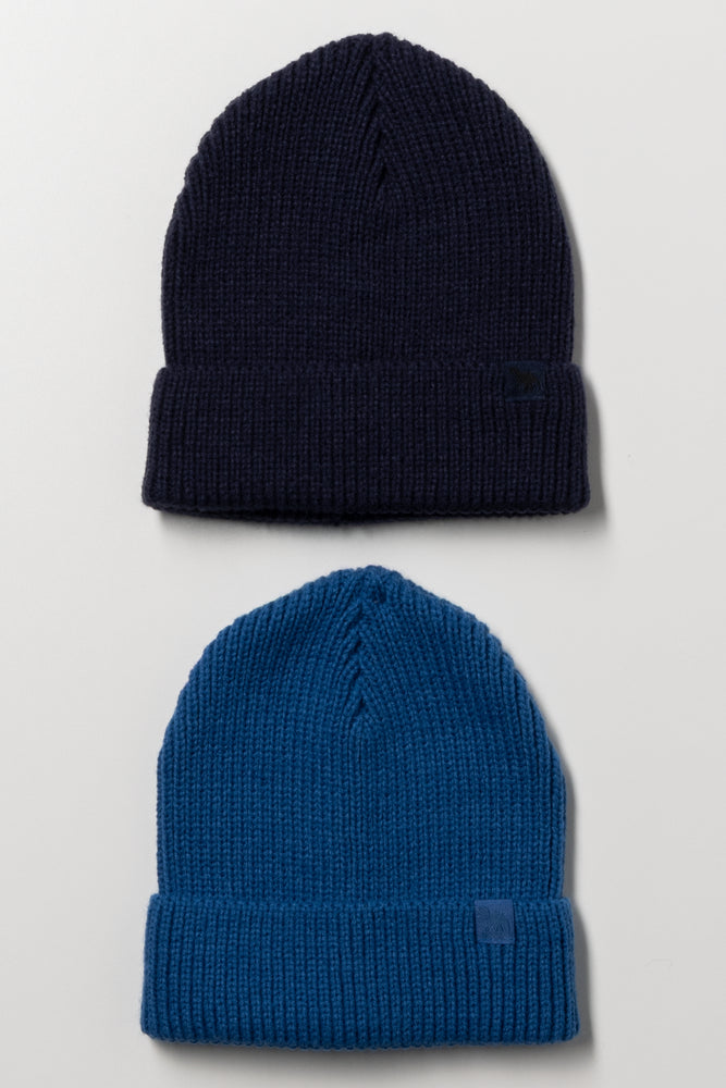 2 Pack Beanies Blue And Navy