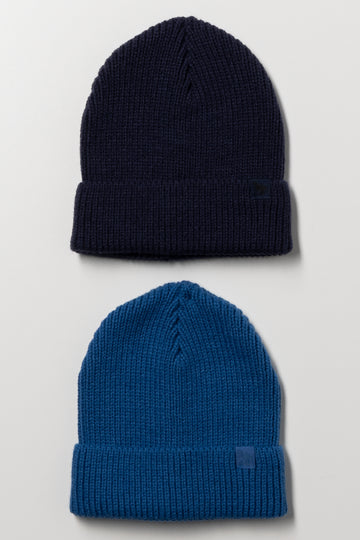 2 Pack Beanies Blue And Navy