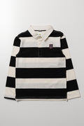 Stripe Long Sleeve Rugby Golfer Black And White