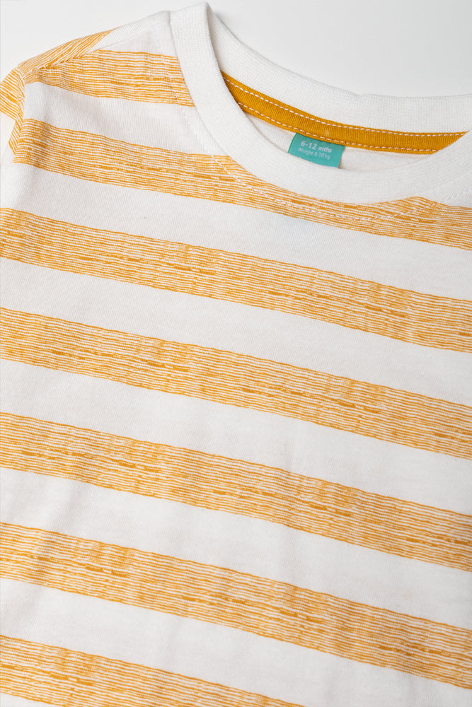 Long Sleeve Stripe T-Shirt White And Yellow (1)