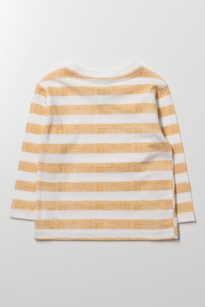 Long Sleeve Stripe T-Shirt White And Yellow (2)