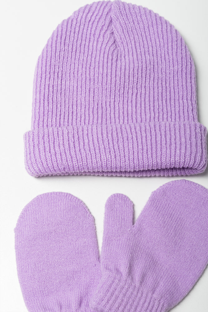 Beanie & Gloves Set Lilac (1)
