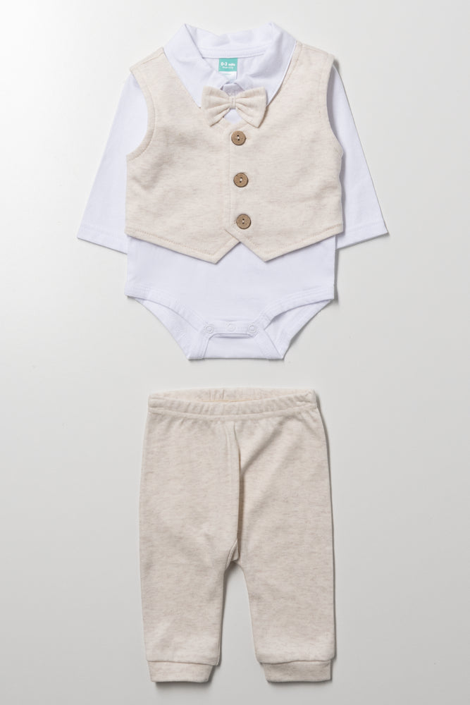 3 Piece Waistcoat Set Natural
