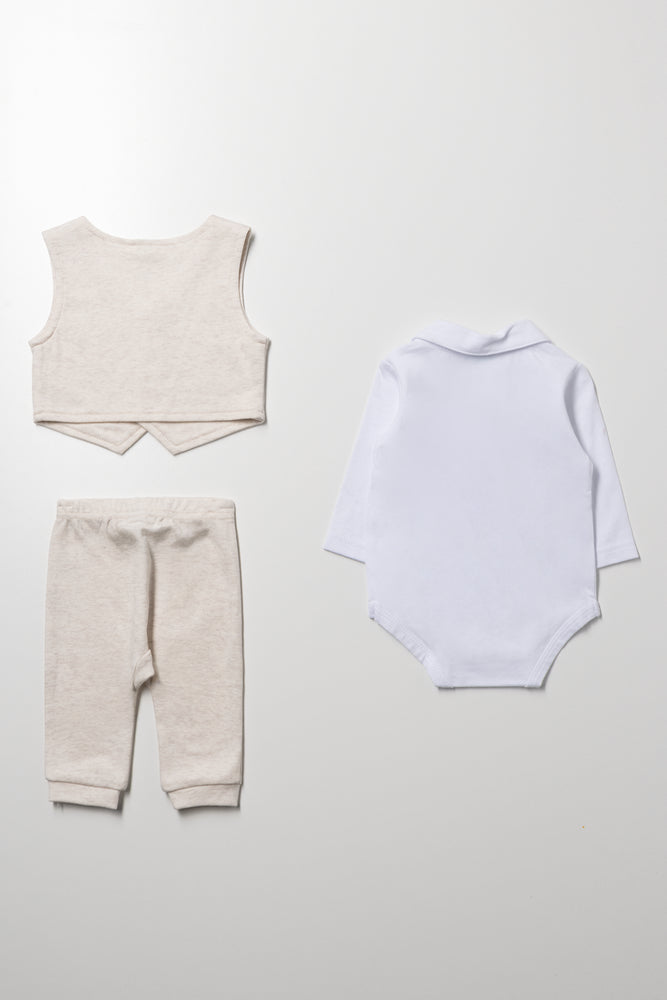 3 Piece Waistcoat Set Natural (5)