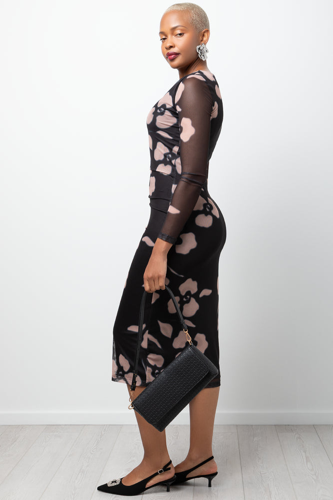 Floral Mesh Dress Black (1)