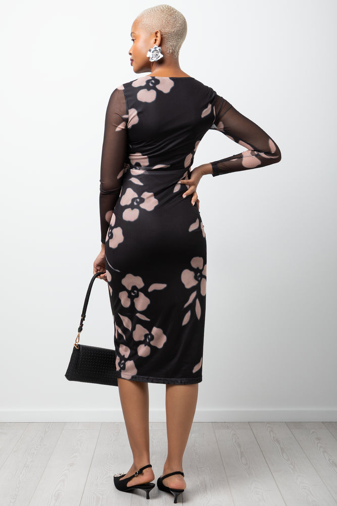 Floral Mesh Dress Black (2)