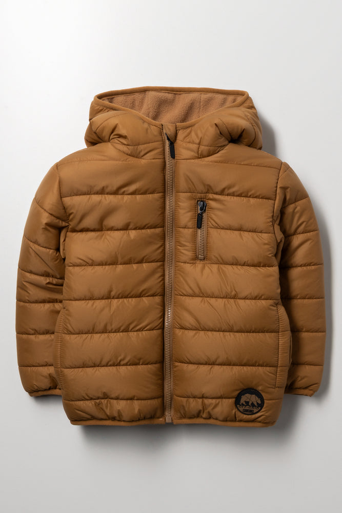 Hooded Puffer Jacket Tan