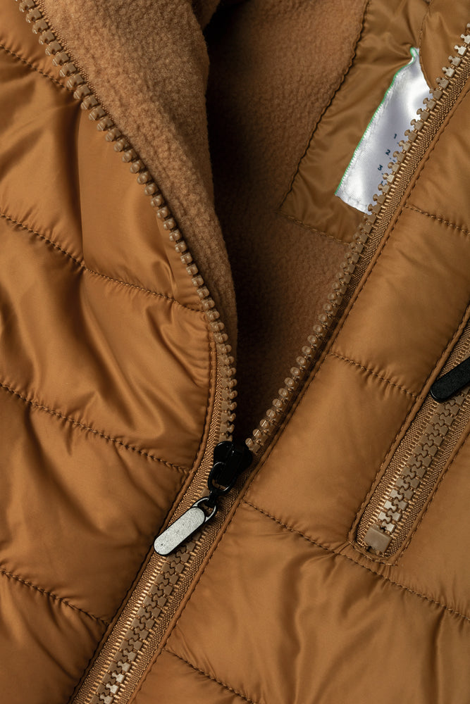 Hooded Puffer Jacket Tan (1)