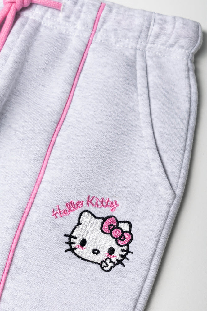 Hello Kitty Barrel Leg Trackpants Light Grey