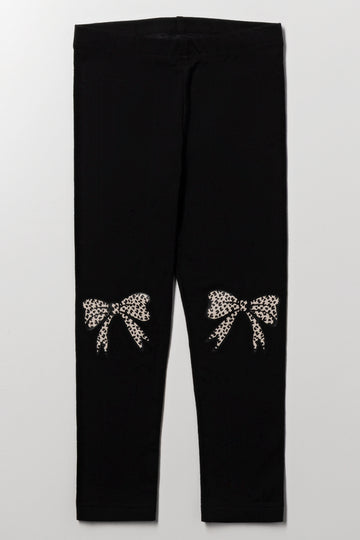 Animal Bow Leggings Black