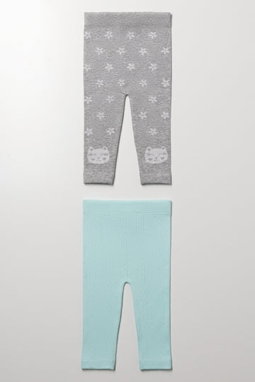 2 Pack Leggings Grey And Blue