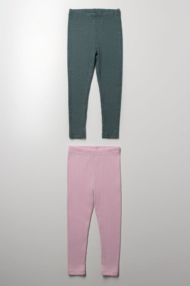 2 Pack Leggings Pink And Green
