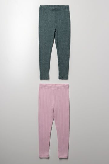 2 Pack Leggings Pink And Green
